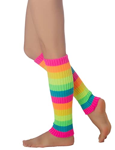 iB-iP Mujer Calentadores Calcetines Botas Neon Leg Warmers Largos Danza Polainas, Tamaño: Talla única, Multicolor