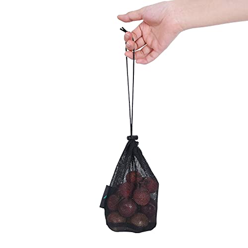 iBasingo Bolso de Malla Negro Saco de Nylon Bolsa de Red Duradera con Cordón Pequeño Saco de Viaje Bolsa de Malla de Almacenamiento Ditty para Cosméticos Geles de Ducha Olla Bola Herramientas 5 pcs