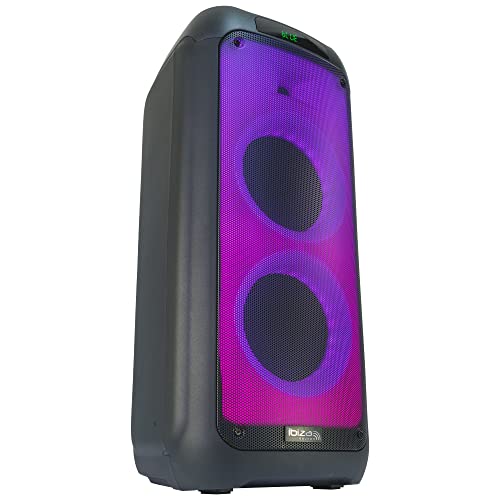 Ibiza - WAVE8 - Sistema de Altavoces de 600W/2x8 con Bluetooth, USB y microSD - Efecto LED Wave y conexión inalámbrica TWS - Negro