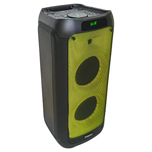 Ibiza - WAVE8 - Sistema de Altavoces de 600W/2x8 con Bluetooth, USB y microSD - Efecto LED Wave y conexión inalámbrica TWS - Negro