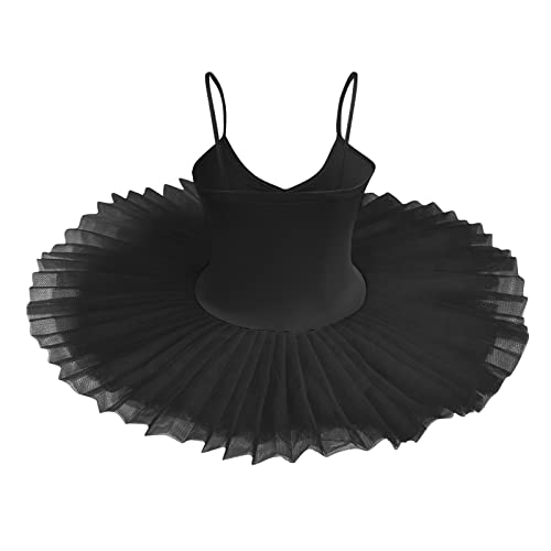 IBTOM CASTLE Maillot Ballet Mujer Cabestrillo de Color Sólido Falda Ballet Niña Clásico Maillot Danza Niña para Bailarina Gimnasia Negro Medium