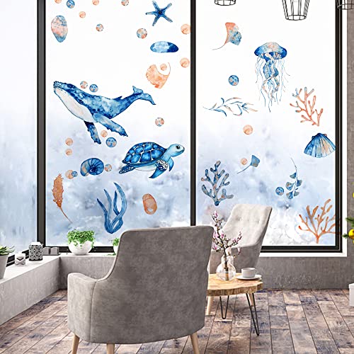 Icelsa 1 Juego de 3 Hojas Bajo el Mar Vinilos Decorativos Bajo el Mar Adhesivos Peces Vinilos Pared para Baño Habitación Infantiles Guardería Bebé Baños Azulejos