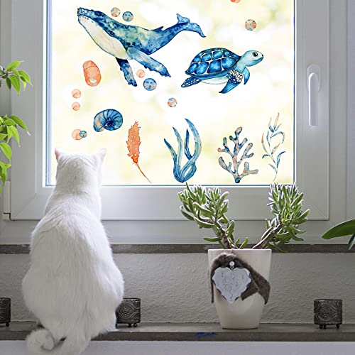 Icelsa 1 Juego de 3 Hojas Bajo el Mar Vinilos Decorativos Bajo el Mar Adhesivos Peces Vinilos Pared para Baño Habitación Infantiles Guardería Bebé Baños Azulejos