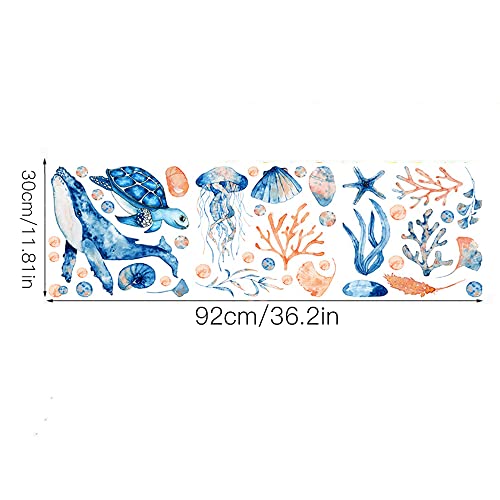 Icelsa 1 Juego de 3 Hojas Bajo el Mar Vinilos Decorativos Bajo el Mar Adhesivos Peces Vinilos Pared para Baño Habitación Infantiles Guardería Bebé Baños Azulejos