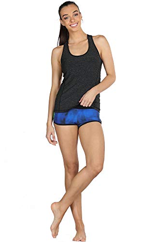 icyzone Camiseta de Tirantes Fitness Deportiva Mujer, Pack de 3 (L, Negro/Granito/Naranja)