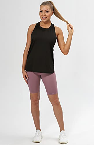 icyzone Camiseta Deportiva sin Mangas para Mujer, Camiseta Holgada para IR el Gimnasio, Hacer Yoga o Correr (L, Negro)