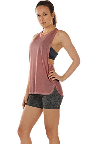 icyzone Camiseta Deportiva sin Mangas para Mujer, Camiseta Holgada para IR el Gimnasio, Hacer Yoga o Correr (S, Altrosa)