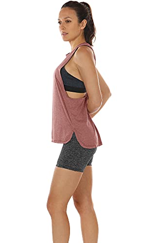 icyzone Camiseta Deportiva sin Mangas para Mujer, Camiseta Holgada para IR el Gimnasio, Hacer Yoga o Correr (S, Altrosa)