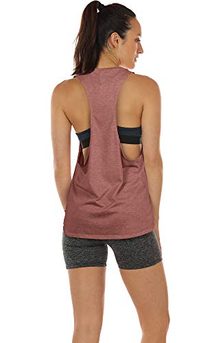 icyzone Camiseta Deportiva sin Mangas para Mujer, Camiseta Holgada para IR el Gimnasio, Hacer Yoga o Correr (S, Altrosa)