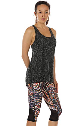 icyzone Camiseta sin Mangas de Suelta Racerback Fitness para Mujer para Yoga Correr -L-Negro