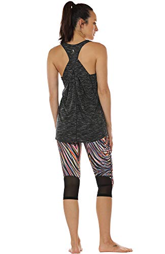 icyzone Camiseta sin Mangas de Suelta Racerback Fitness para Mujer para Yoga Correr -L-Negro