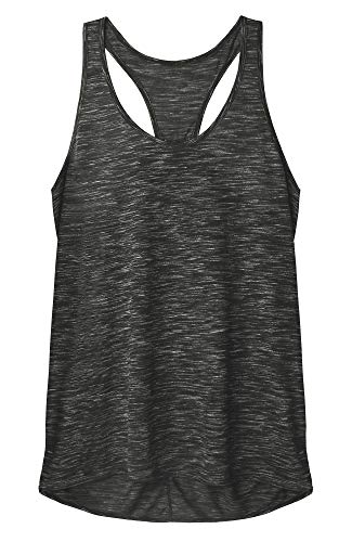 icyzone Camiseta sin Mangas de Suelta Racerback Fitness para Mujer para Yoga Correr -L-Negro