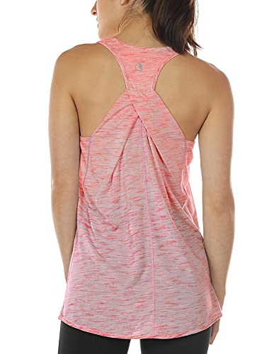 icyzone Camiseta sin Mangas de Suelta Racerback Fitness para Mujer para Yoga Correr -L-Roja