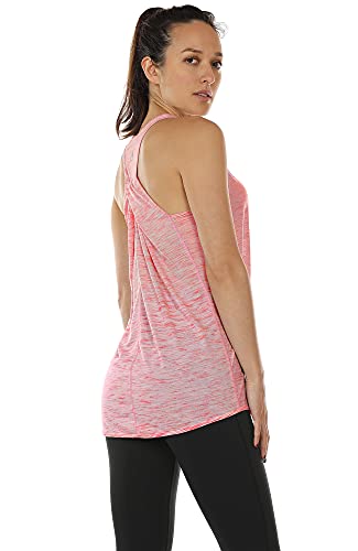 icyzone Camiseta sin Mangas de Suelta Racerback Fitness para Mujer para Yoga Correr -L-Roja