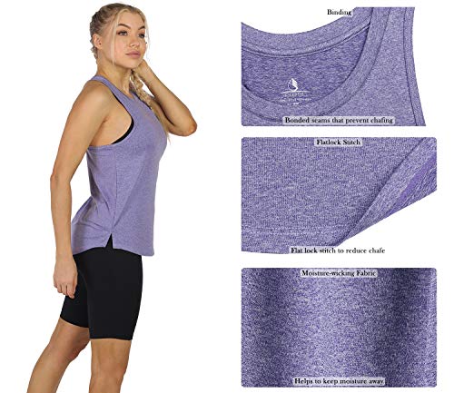 icyzone - Top deportivo para mujer, espalda cruzada, camiseta para fitness, hacer deporte, correr, hacer yoga, ir al gimnasio, 3 unidades, XXL