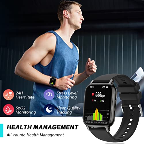 IDEALROYAL P66 Reloj Inteligente Hombre Mujer con Llamadas y Asistente Voz, 1.85" Smartwatch Deportivo con Pulsómetro Monitor de Sueño 24 Modos Deporte, IP68 Impermeable Smart Watch para iOS Android