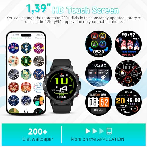 IDEALROYAL S52 Reloj Inteligente Hombre, 1.39" Smartwatch con Llamadas Bluetooth, Pulsómetro, Monitor de Sueño, Deportivos Impermeable IP68 Pulsera Actividad con 110+ Modos Deportivos para Android iOS