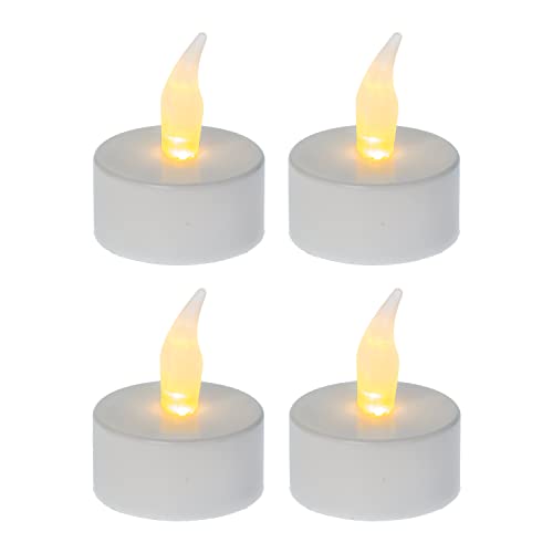 Idena 408998 - Velas de té LED, 4 piezas, velas eléctricas con luz parpadeante, pilas incluidas, decoración para bodas, fiestas, Navidad, Pascua, como luz de ambiente