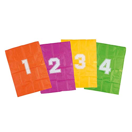 Idena 7408881 - Juego de sacos hinchables con 4 sacos hinchables, incluye cinta de inicio y fin, ideal para fiestas y festivales deportivos