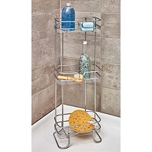 iDesign Neo Estantería, mueble de baño autónomo en metal, con tres estantes de ducha para gel y champú, plateado, 16.5 Cm X 25.4 Cm X 66.7 Cm