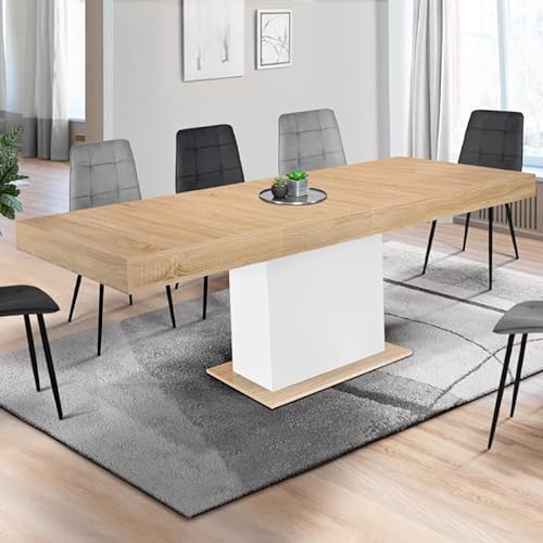 IDMarket - Mesa de comedor extensible Eden 6-10 Personas Madera y Blanco 160-200 cm