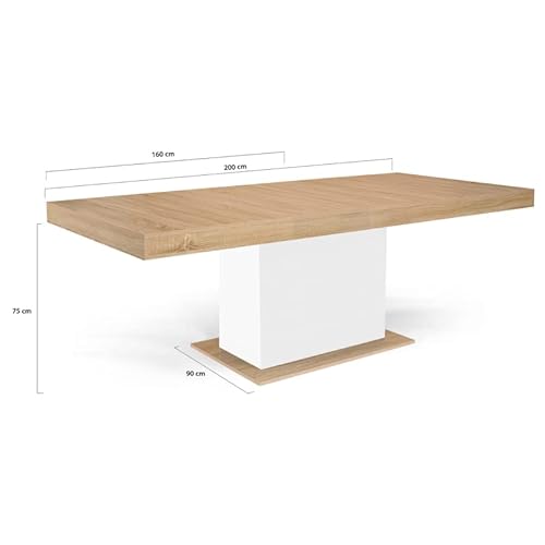 IDMarket - Mesa de comedor extensible Eden 6-10 Personas Madera y Blanco 160-200 cm