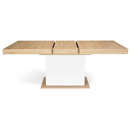 IDMarket - Mesa de comedor extensible Eden 6-10 Personas Madera y Blanco 160-200 cm