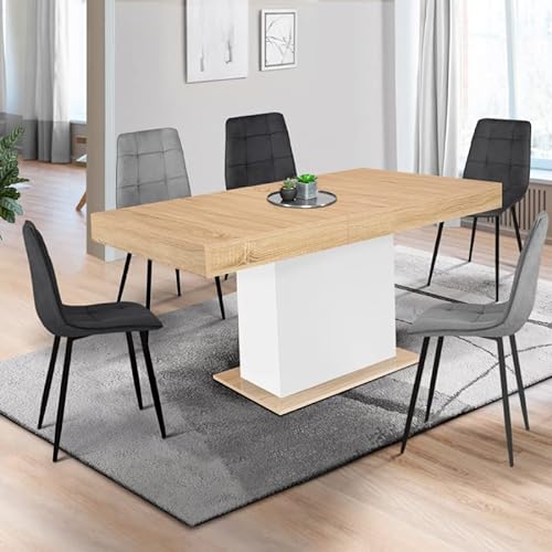 IDMarket - Mesa de comedor extensible Eden 6-10 Personas Madera y Blanco 160-200 cm