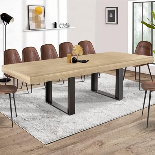 IDMarket - Mesa de comedor extensible Phoenix 10-12 personas madera y negro 200-300 cm