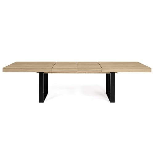 IDMarket - Mesa de comedor extensible Phoenix 10-12 personas madera y negro 200-300 cm