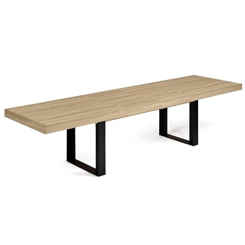 IDMarket - Mesa de comedor extensible Phoenix 10-12 personas madera y negro 200-300 cm