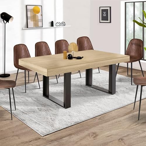 IDMarket - Mesa de comedor extensible Phoenix 10-12 personas madera y negro 200-300 cm