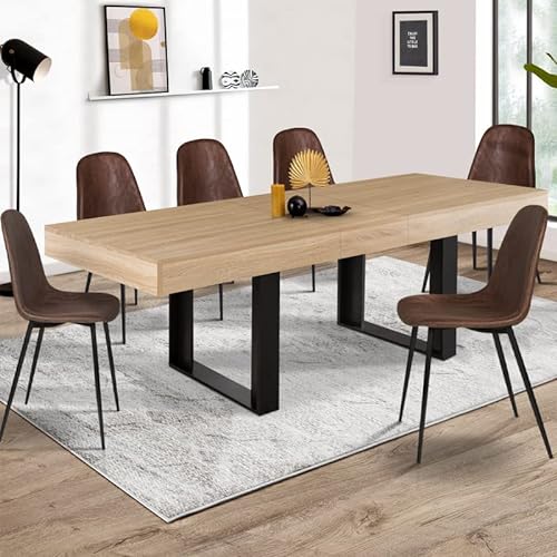 IDMarket Phoenix – Mesa de comedor extensible 160 – 200 cm, madera y negro