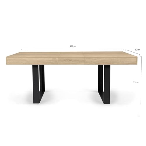 IDMarket Phoenix – Mesa de comedor extensible 160 – 200 cm, madera y negro