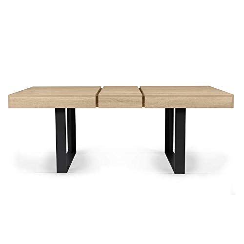 IDMarket Phoenix – Mesa de comedor extensible 160 – 200 cm, madera y negro