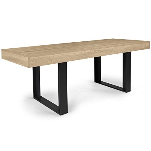 IDMarket Phoenix – Mesa de comedor extensible 160 – 200 cm, madera y negro