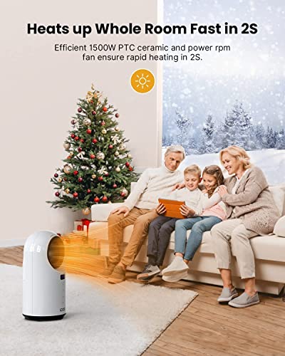 iDOO Calefactor cerámico eléctrico para hogar, con mando a distancia, oscilación, temporizador de hasta 12 horas, Potencia de 1500W que permite calentar rápido, Silencioso y seguro