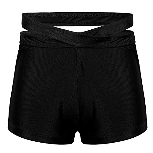 IEFIEL Conjunto Corto de Deportivo para Niñas Verano Crop Top y Leggings Cortos de Elásticos Maillot Gimnasia Rítmica Ropa de Deportiva Fitness Yoga 3-14 Años Negro 11-12 años