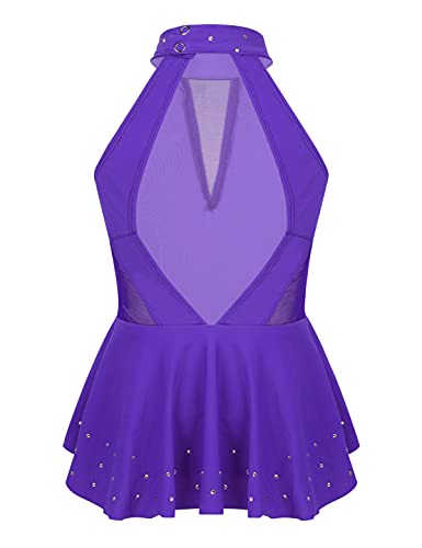 IEFIEL Maillot de Danza Ballet Clásica para Niña sin Manga Vestido de Patinaje Artístico Leotardo Gimnasia Rítmica Disfraz de Bailarina 5-16 Años Morado 10 años