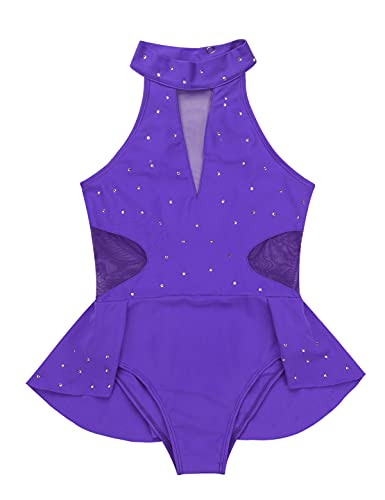 IEFIEL Maillot de Danza Ballet Clásica para Niña sin Manga Vestido de Patinaje Artístico Leotardo Gimnasia Rítmica Disfraz de Bailarina 5-16 Años Morado 10 años