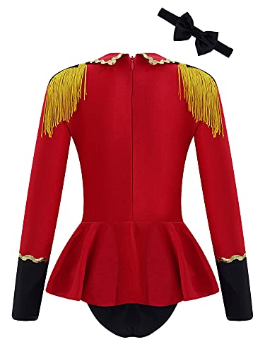 IEFIEL Maillot de Danza Ballet para Niña Leotardo Manga Larga Maillot de Gimnasia Rítmica Circo Maestro Ringmaster Costume Disfraz de Bailarina Fiesta Rendimiento 3-16 años Rojo H 15-16 años