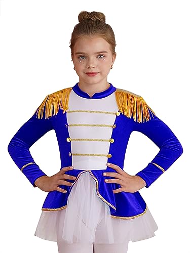 IEFIEL Maillot de Danza Ballet para Niña Leotardo Manga Larga Maillot de Gimnasia Rítmica Circo Maestro Ringmaster Costume Disfraz de Bailarina Fiesta Rendimiento 3-16 años Z Azul real 7-8 años