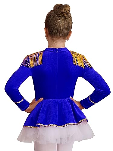 IEFIEL Maillot de Danza Ballet para Niña Leotardo Manga Larga Maillot de Gimnasia Rítmica Circo Maestro Ringmaster Costume Disfraz de Bailarina Fiesta Rendimiento 3-16 años Z Azul real 7-8 años