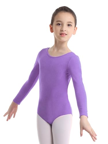 IEFIEL Maillot de Danza Ballet Para Niña Maillot de Gimnasia Ritmica Body de Danza Clásica Disfraz de Bailarina Niña Ropa Ballet Niña Morado 12 años