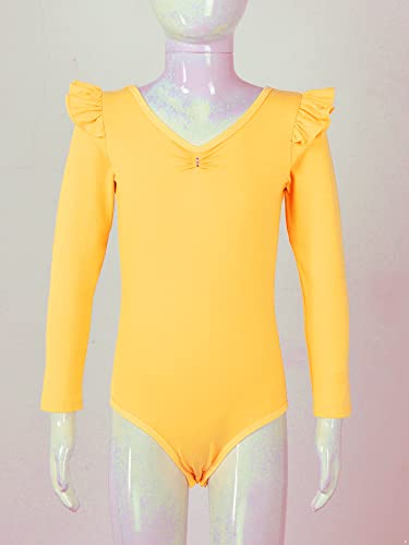 IEFIEL Maillot de Danza Ballet Para Niña Maillot de Gimnasia Ritmica Body de Danza Clásica Disfraz de Bailarina Niña Ropa Ballet Niña T Amarillo 5-6 años