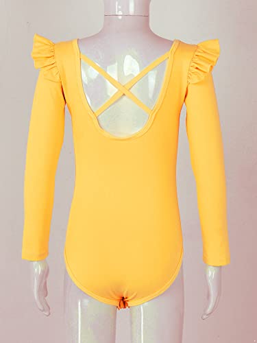 IEFIEL Maillot de Danza Ballet Para Niña Maillot de Gimnasia Ritmica Body de Danza Clásica Disfraz de Bailarina Niña Ropa Ballet Niña T Amarillo 5-6 años