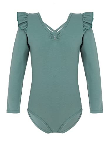 IEFIEL Maillot de Danza Ballet Para Niña Maillot de Gimnasia Ritmica Body de Danza Clásica Disfraz de Bailarina Niña Ropa Ballet Niña T Verde 13-14 años