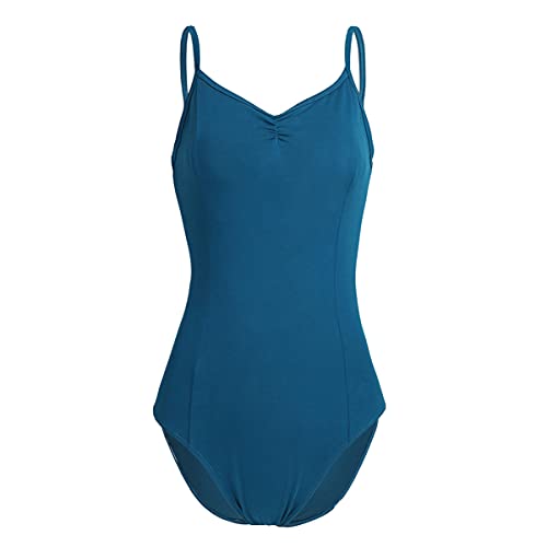 IEFIEL Maillot Tirante de Danza Ballet Para Mujer Maillot Elástico de Gimnasia Ritmica Body Elegante de Danza Clásica Disfraz de Bailarina Bodysuit Jumpsuit Azul Verdoso XS