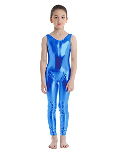 IEFIEL Mono Brillante de Danza para Niña sin Manga Maillot de Gimnasia Rítmica Mono de Patinaje Baile Latino Jazz Disfraz de Bailarina 3-16 Años Azul 5-6 años