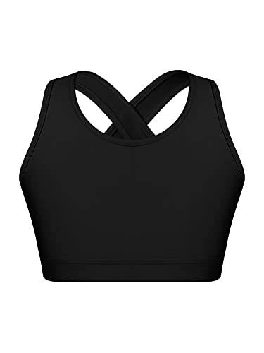 IEFIEL Top Deportivo Niña de Yoga Gimnasia Ropa Interior Deportivo con Relleno Sujetador Deportivo de Correr Crop Top Sin Manga de Danza 5-16 Años Negro B 7-8 años